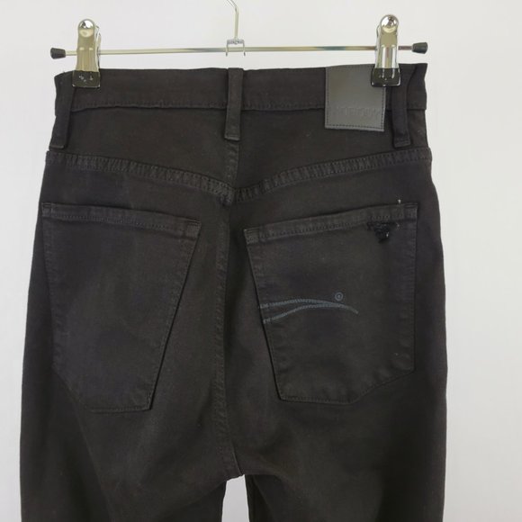 NOBODY Denim Belle High Rise Flare Crop Distressed Torn Jean, Black - Picture 9 of 15